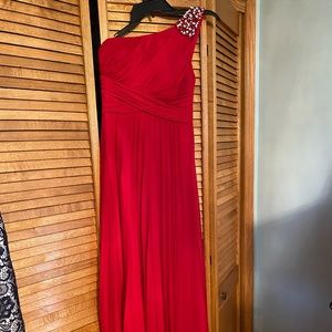 Red Pleated Prom Dress